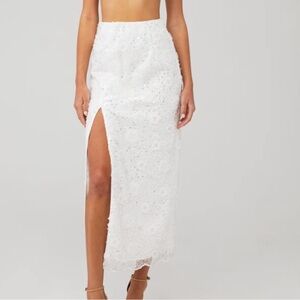 Show Me Your MuMu Love Letter White Sequin Maxi Skirt